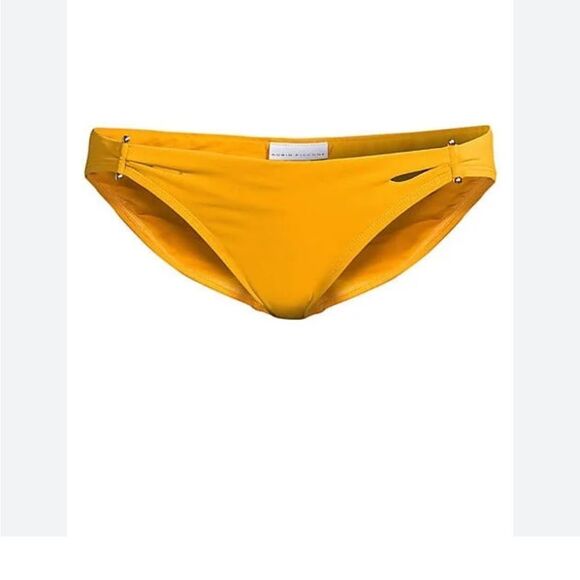 NEW Robin Piccone Ava Luca Barbell Swim Bikini Bottoms Mustard - Picture 4 of 5